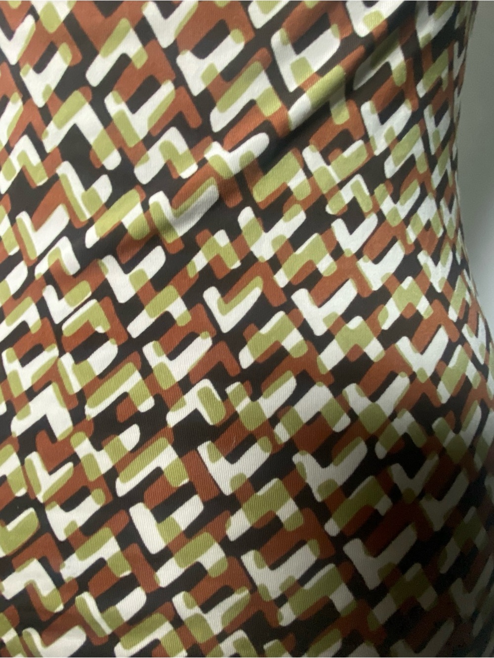 Y2K Green Brown & Grey Geometric Print Ruched Padded Bust Tank Top Size Medium - Picture 6 of 7